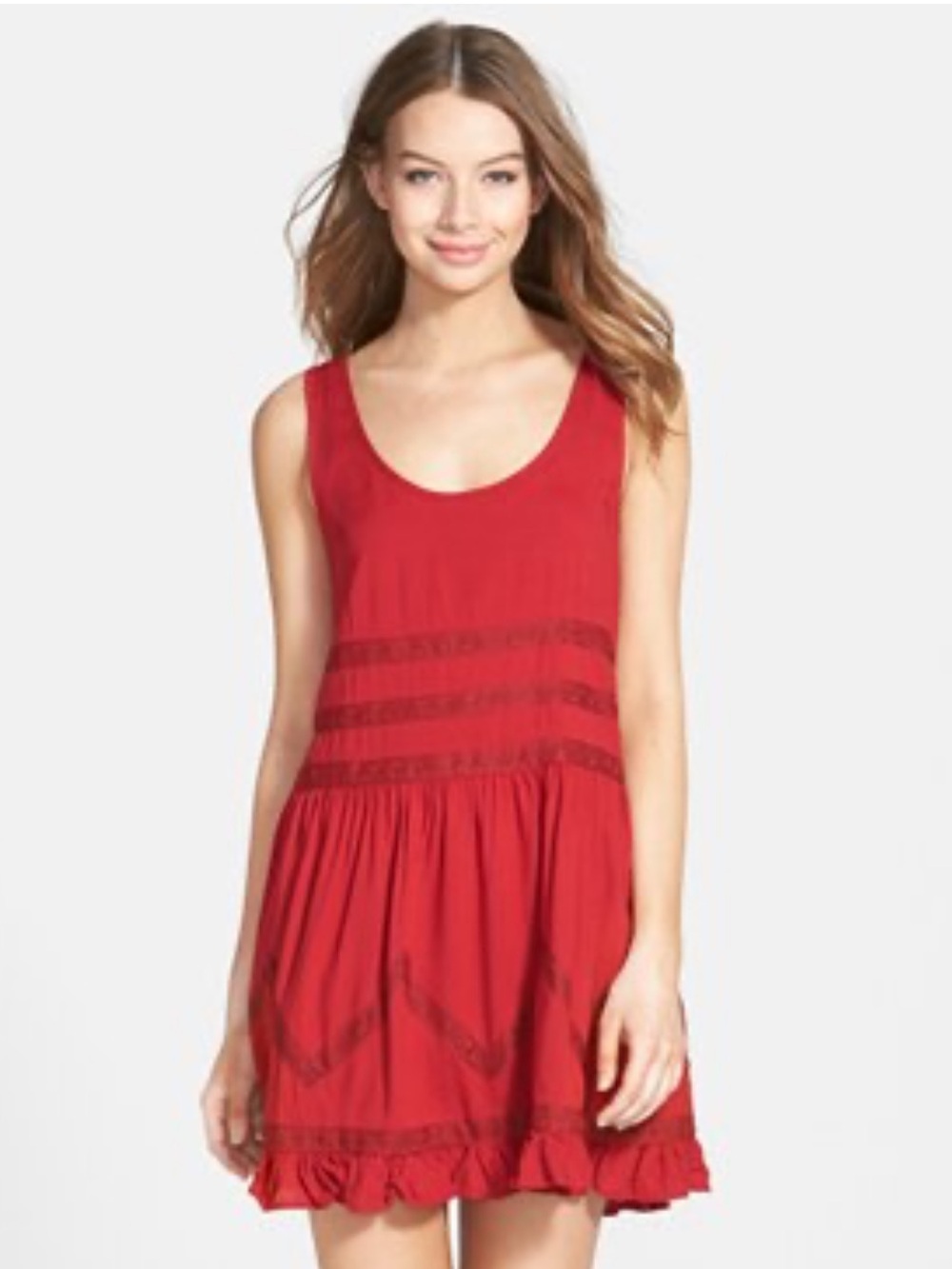 Zoe & Rose // tank dress with lace accents and ruffles